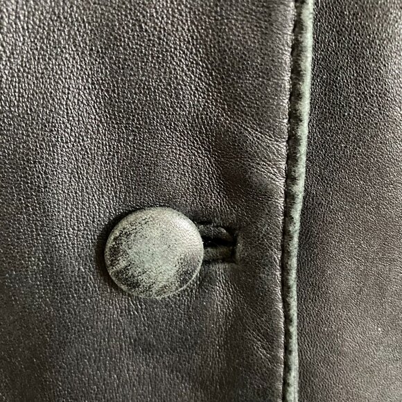 Sam women's vintage European black leather 3/4 length coat butter soft - Picture 5 of 8